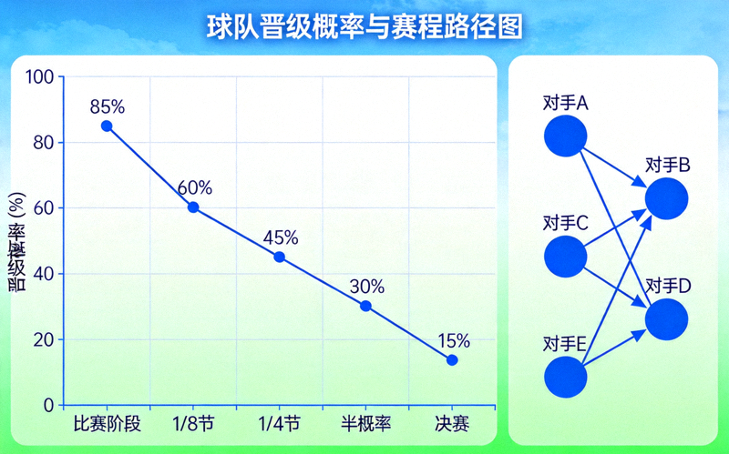 数据可视化图表展示球队晋级概率与赛程路径